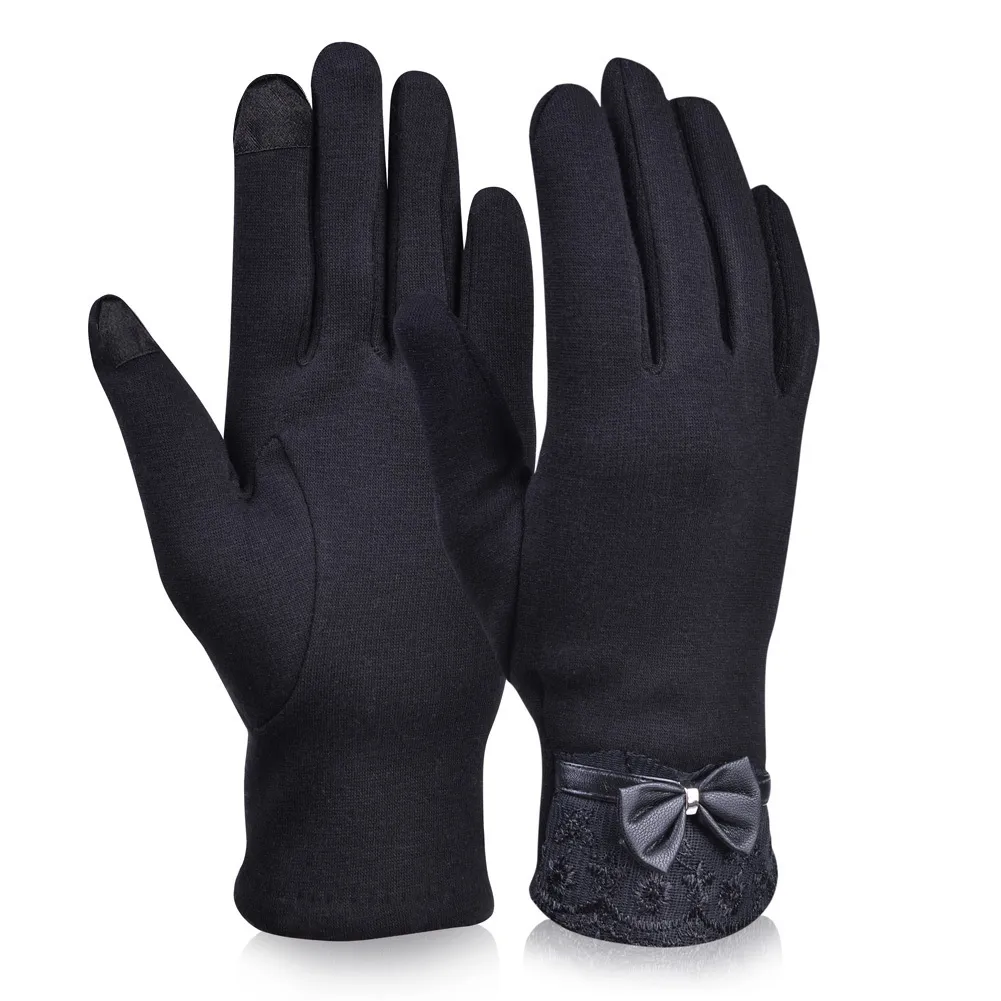 Vbiger Женщины модные кружевные склоны для бокового конота Женские зимние теплые перчатки элегантные стекающие кружевные перчатки S107670161
