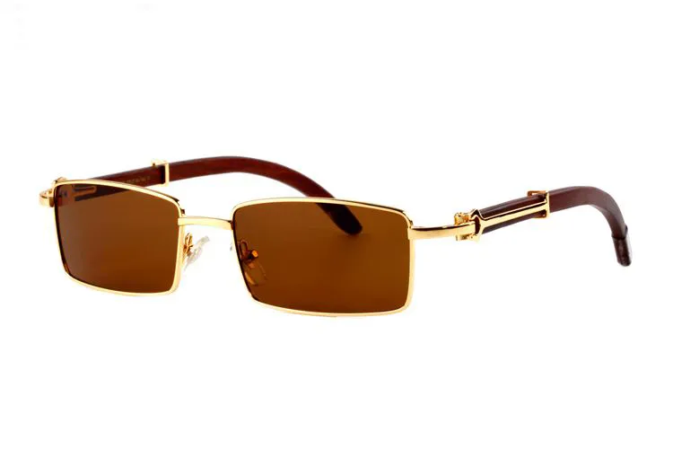 Holz Sonnenbrille Männer Frauen halb randlose Bambus Sonnenbrille für Männer Frauen Büffelhorn Brille mit Boxetui oculos de sol masculino192J