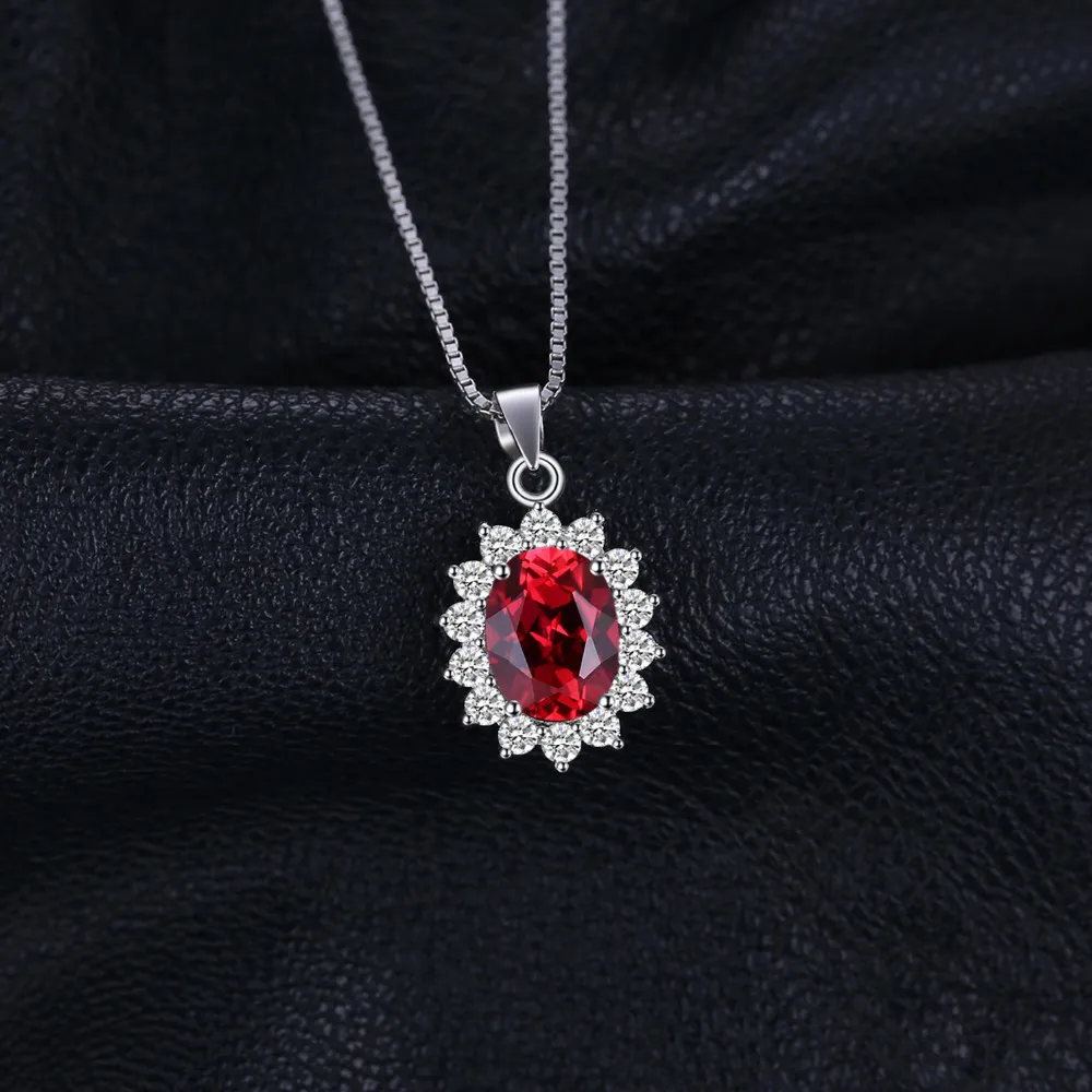 JewelryPalace Kate Princesa Diana 2 5ct Garnet Natural Halo Pingente Pure Genuine 925 Sterling Sliver Jóias para mulheres Moda S18209T