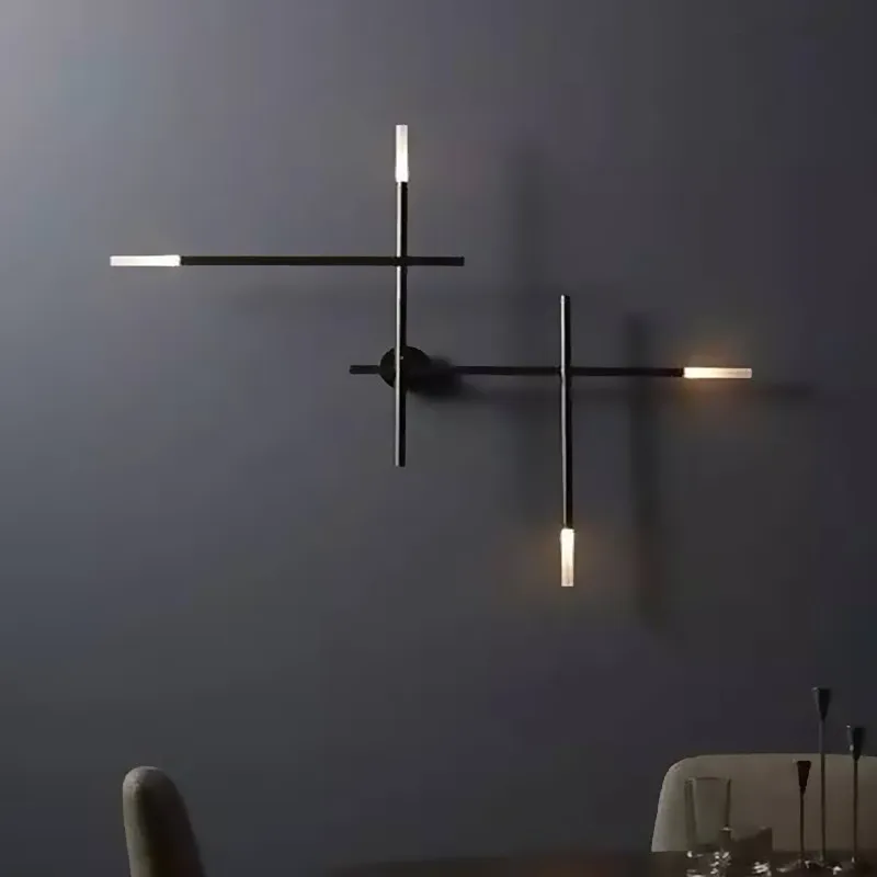 Modern Art Cross Shape Wall Lamps LED Industrial Wall Light Aisle vardagsrum sovrummet Bedside Iron Wall Sconce Black Gold244w