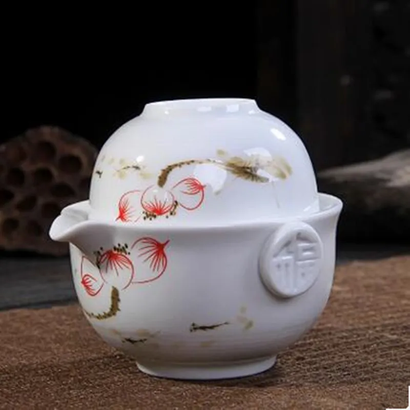 Service à thé en céramique comprenant 1 théière 1 tasse Gaiwan élégante, belle et facile, bouilloire en porcelaine bleue et blanche, préférence 280v