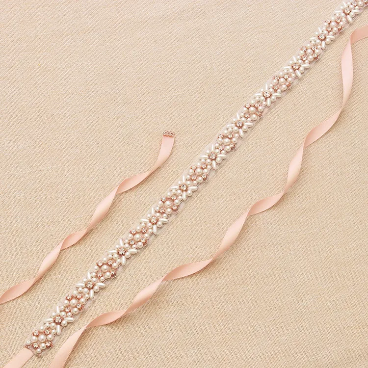 Sabilles de mariage ceinture nuptiale 2019 Rose Gold Righestone Pearls Accessories CEINTURE 100% MADE 8 COMBLES BLANC IVORY BUSH BRIDAL SASHES 270O