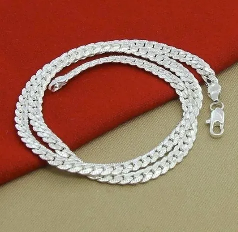 Högkvalitativt helt nya kvinnor Mens Male Female 925 Sterling Silver Figaro Chains Halsband Halsband Pendant Chain Link Pendants KX273D