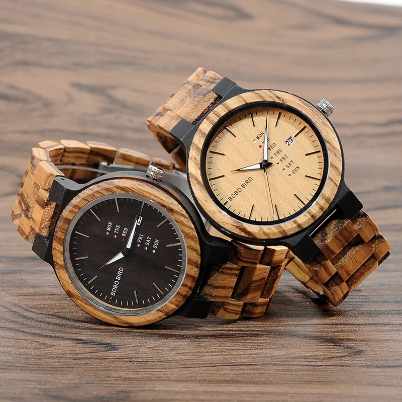 BOBO BIRD Original Brand Men Complete Calendar Watches Quartz Wood Bracelets Drop wholer China Luxury Watch for Men2023