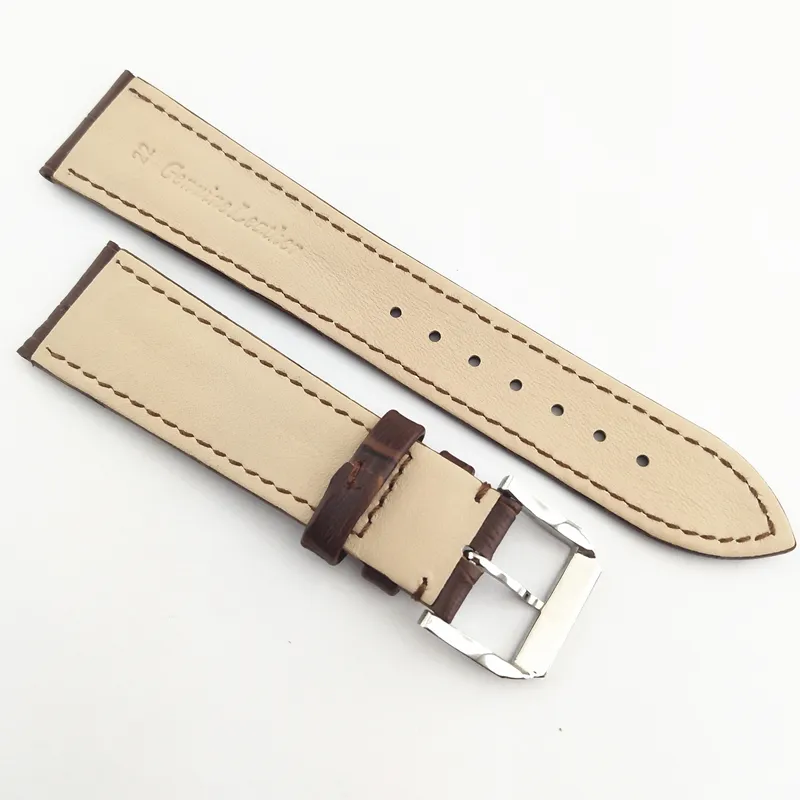 22mm Black Brown Blue Coffee Color Real Leather Wristwatch Watch Bands Straps Bracelet Watchbands With Stainless Steel Buckle P8232871