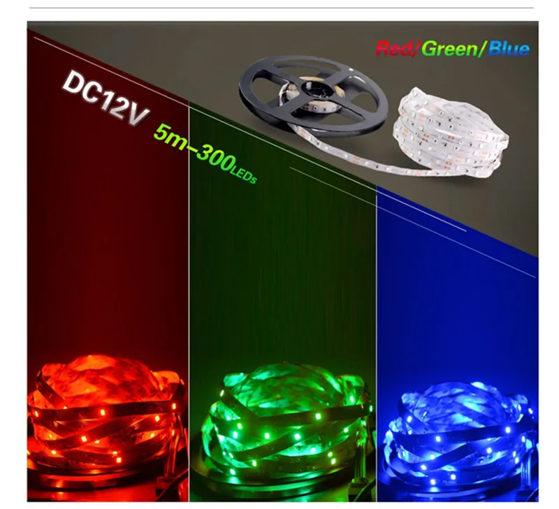 LED Strip Light DC12V 5M 300 Leds SMD3528 5050 5630 DiodeTape Single Colors High Quality Ribbon Flexible Home Decoation Lights