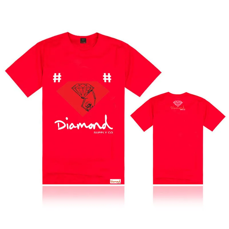 New brilhante diamante Abastecimento camisetas Os homens / mulheres Hip Hop Homens skate T-shirt algodão de manga curta Tops frete grátis