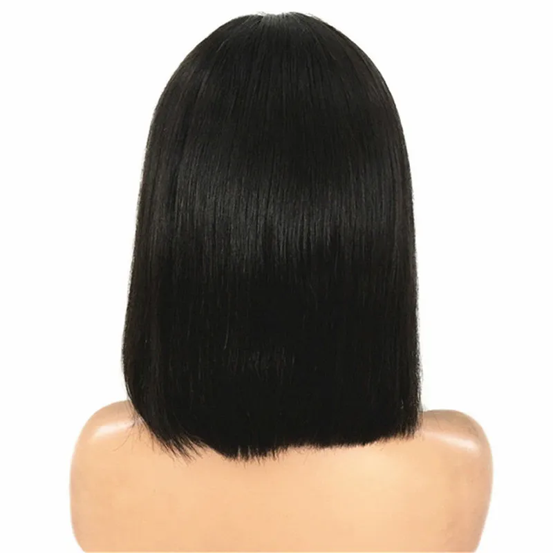 Black White Woman 180% Density Remy Vrigin Wigs Natural Color Brazilian Bob Wig Human Hair Front Lace Cap Swiss Lace 