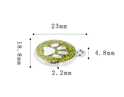 Colors 18mm Cat Dog paw prints footprint hang pendant charms fit for diy phone strips keychains bag fashion jewelrys3141