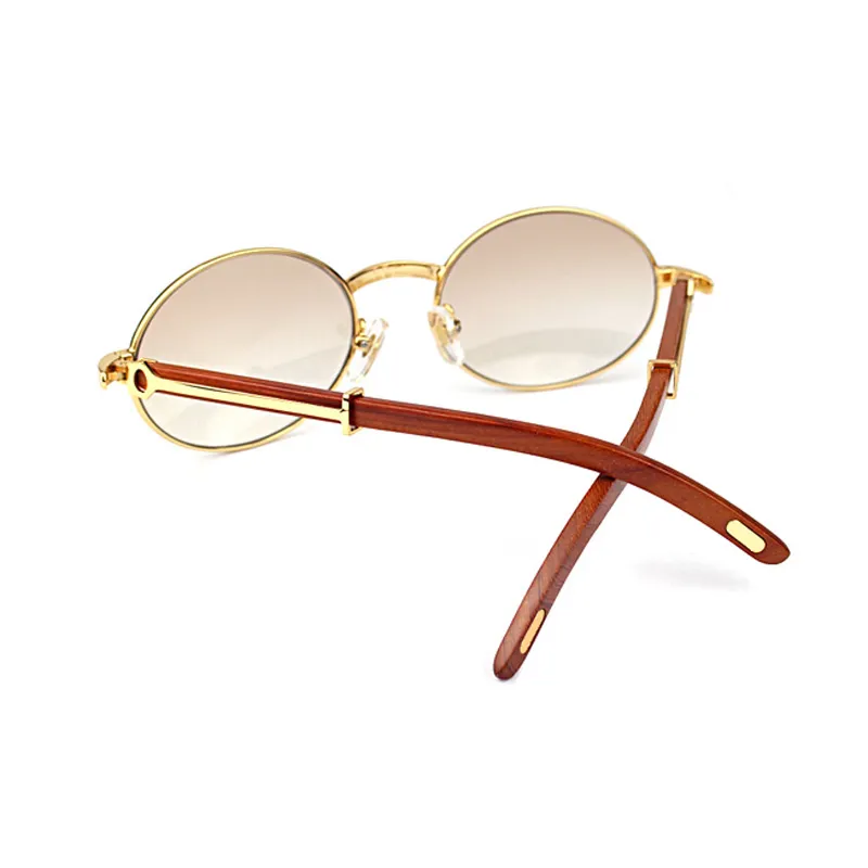 Lunettes de soleil en corne Vintage pour hommes, verres transparents, monture ronde en bois, pour fête, Club, nuances rétro, Oculos, 348288o