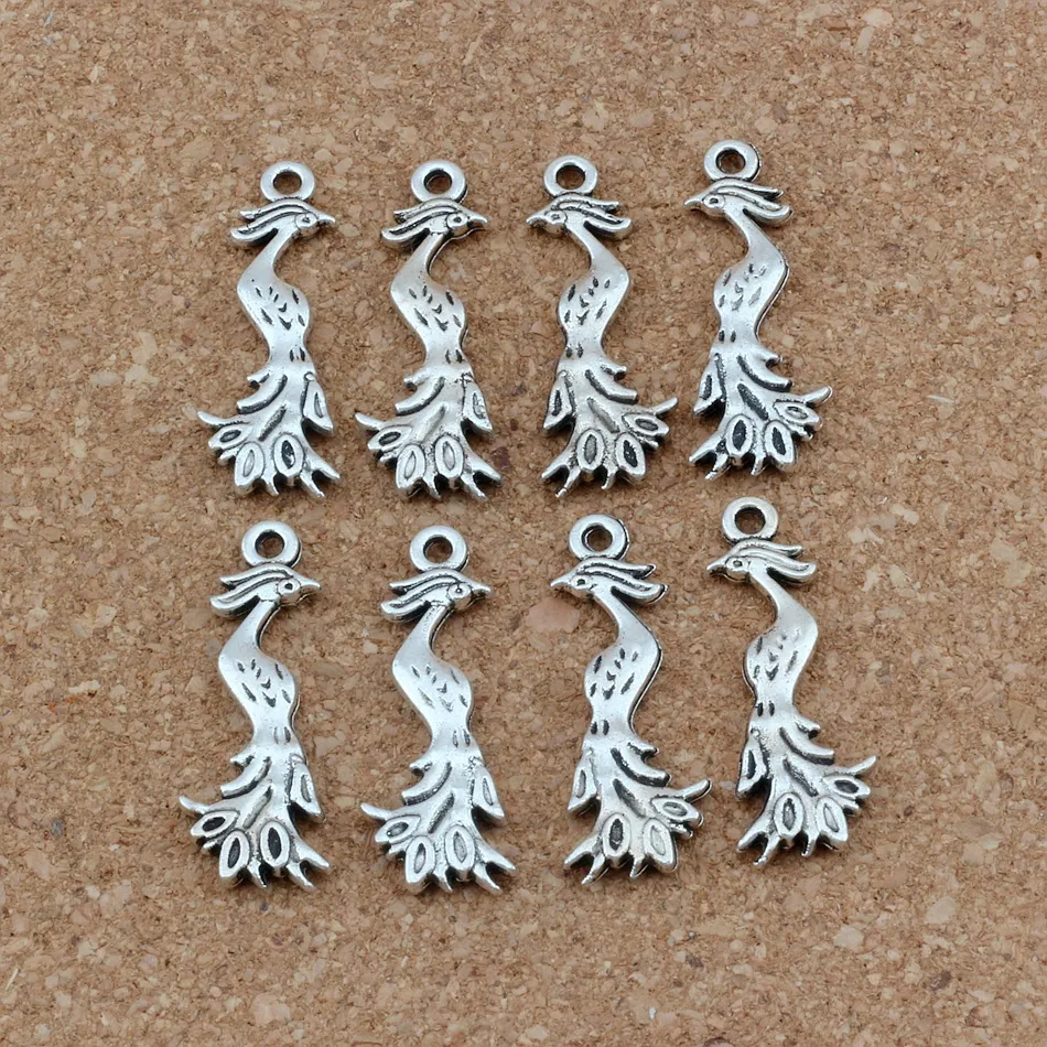 100 st antika silver Phoenix charms hängen för smycken tillverkar örhängen halsband och armband 11 5x32mm A-252207s