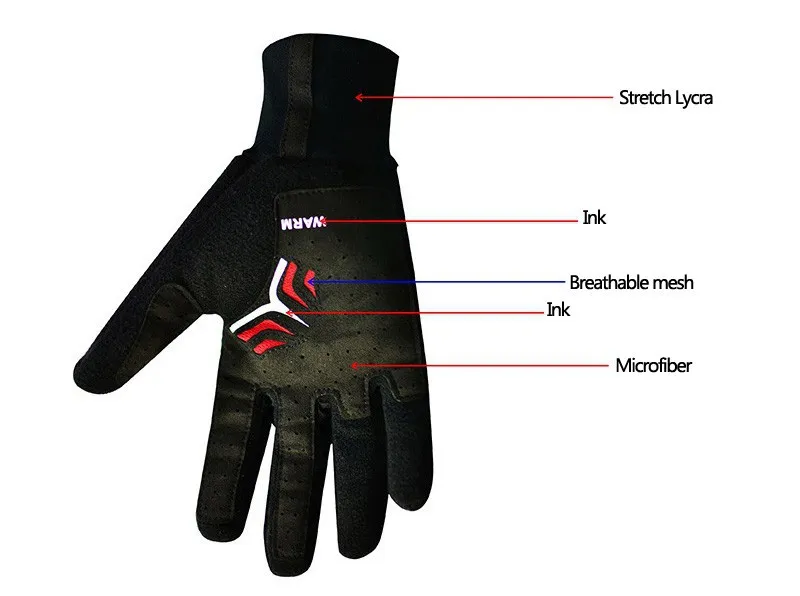 Brand Windproof Fleece Bicycle Gloves Winter MTB Bike Thermal Guantes de po Bicicleta Men Full Finger Cycling Gloves Luvas de goleiro