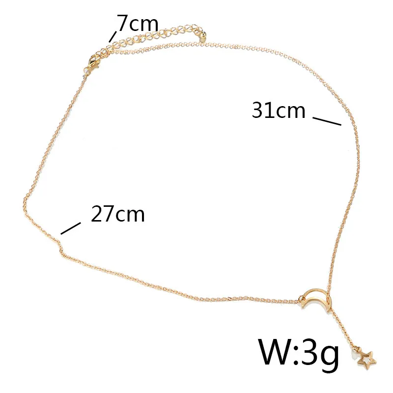 Dubai Neue Mode Frauen Schmuck Einfache Mond Stern Halskette Gold Anhänger Halskette Hochzeit Schmuck Accessories273s