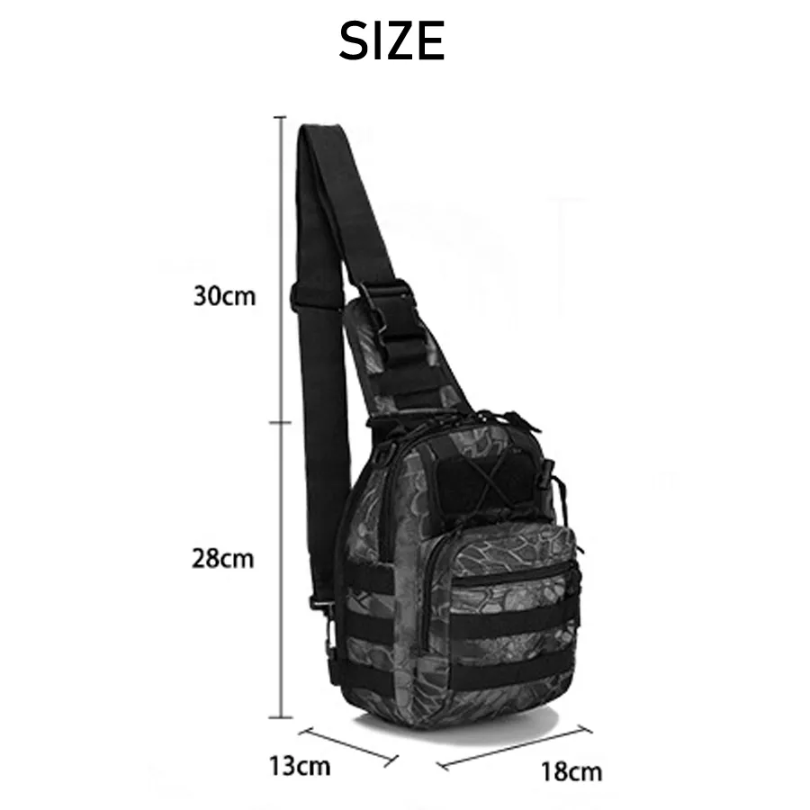 Bolsa táctica Hombro Molle Negro Militari Mochila impermeable Hombres Ejército Pequeño Sling Camping Caza Camuflaje Deporte al aire libre Bag229K