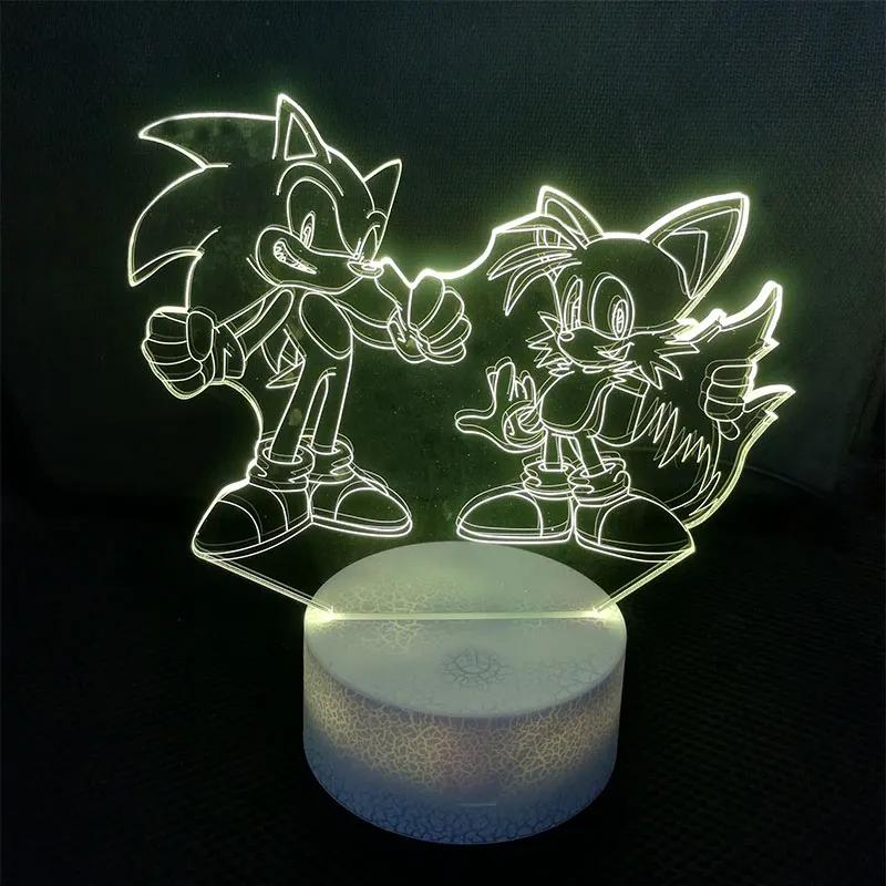 Sonic Action Bild 3D -bordslampa LED ÄNDRA ANIME HEDGEHOHTEN SONIC MILES MODEL TOY LIGHING NOTTY NIGHT LIGHT234O