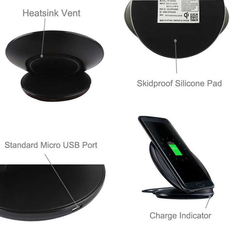 Qi Wireless  Fast Vertical Charging Pad Charge Dock Cellphone Holder For iPhone 8 Plus iPhone X Samsung Galaxy S7 S8 Note5