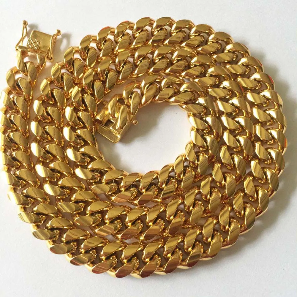 Wysokiej jakości zestawy biżuterii ze stali nierdzewnej 18K Gold Stated Smok Latch zapięcie kubańskie Naszyjnik Bracelet do męskiego łańcucha krawężnika 1302k