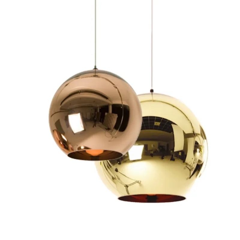 Globo de vidro bola luz pingente cobre prata ouro iluminação redonda teto pendurado lâmpada globo abajur pingente lamp272e