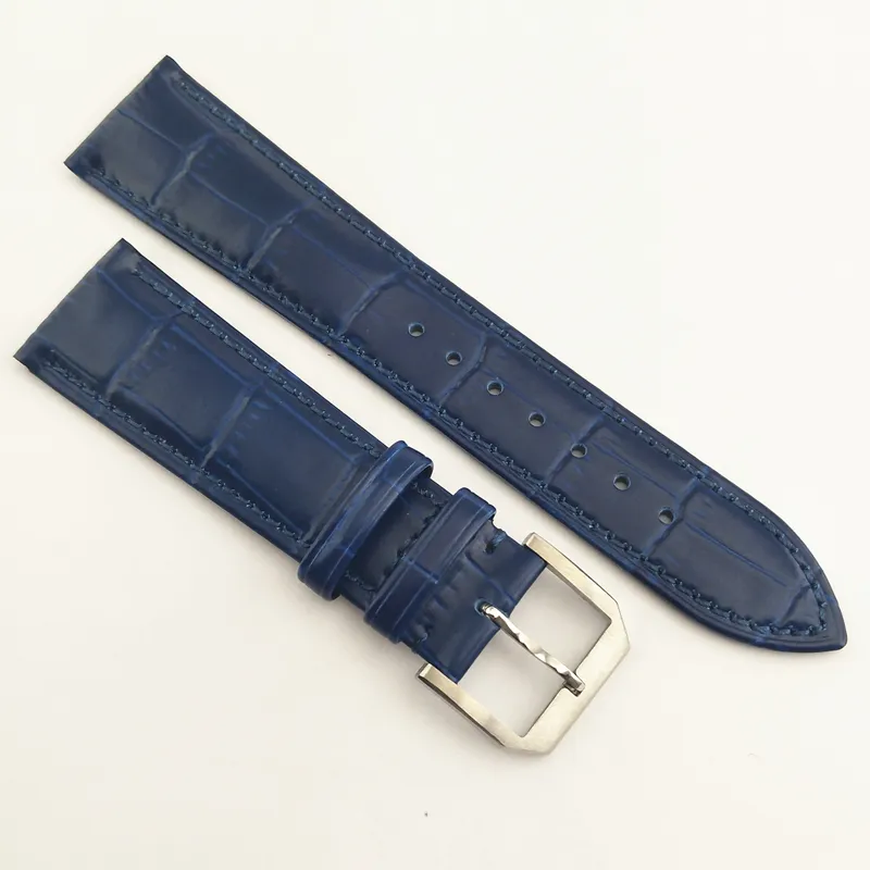 22mm Black Brown Blue Coffee Color Real Leather Wristwatch Watch Bands Straps Bracelet Watchbands With Stainless Steel Buckle P8232871