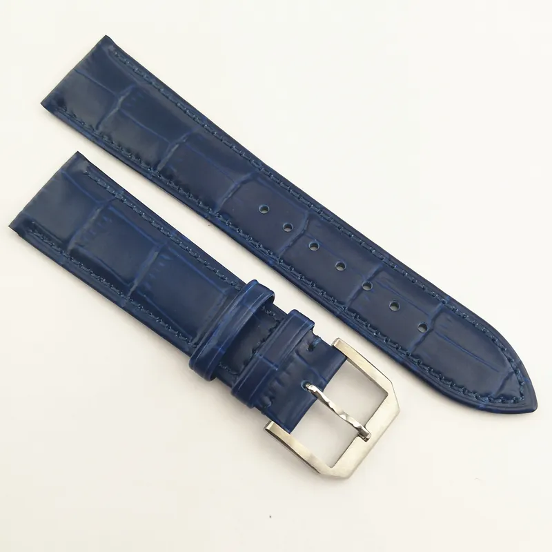 22mm Schwarz Braun Blau Kaffee Farbe Echtes Leder Armbanduhr Uhrenarmbänder Riemen Armband Uhrenarmbänder Mit Edelstahl Schnalle P823262z