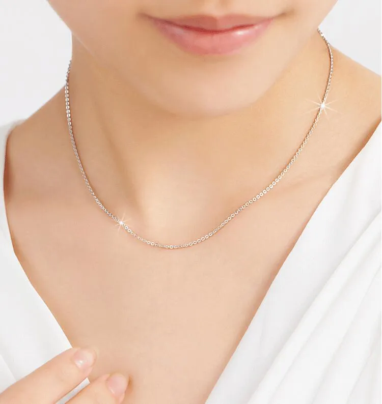 Collana in argento sterling 925 Collane a catena Rolo O Gioielli 1mm 16'' -- 24'' Argento 925 fai da te Chai327L