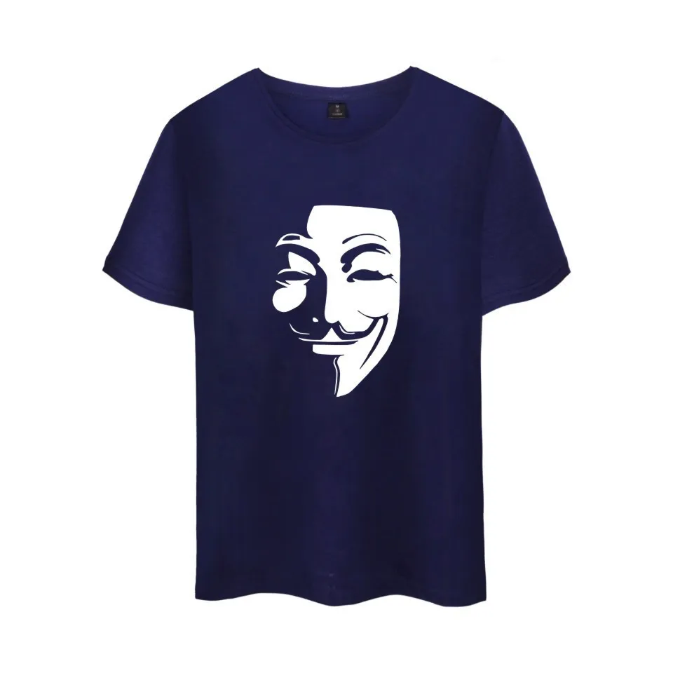 V Word Vendetta Team Strange Mask Rundhals-T-Shirt für Männer und Frauen, Liebhaber, Allmatch, kurzärmlig, ungefüttertes Oberteil, T-Shirt 6772542