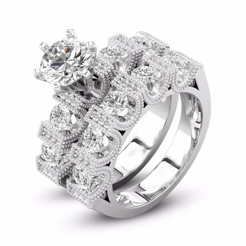 Unikalne Choucong Vintage Fashion Jewelry Parings 925 Srebrne wypełnienie retro wieczność okrągła biała topaz cZ Diamond Women Bridal 3062