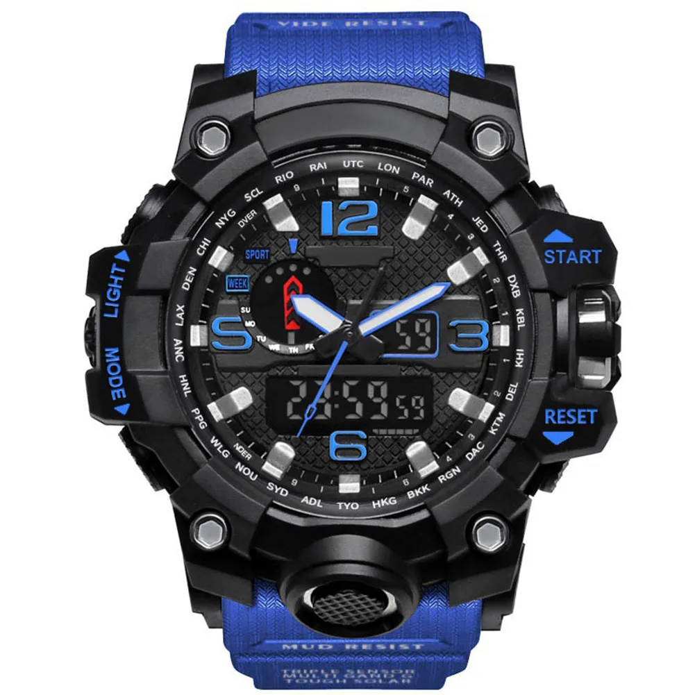 Men analogique LED Digital Quartz Watch Dual Display étanche Sport Wrist Watch207n