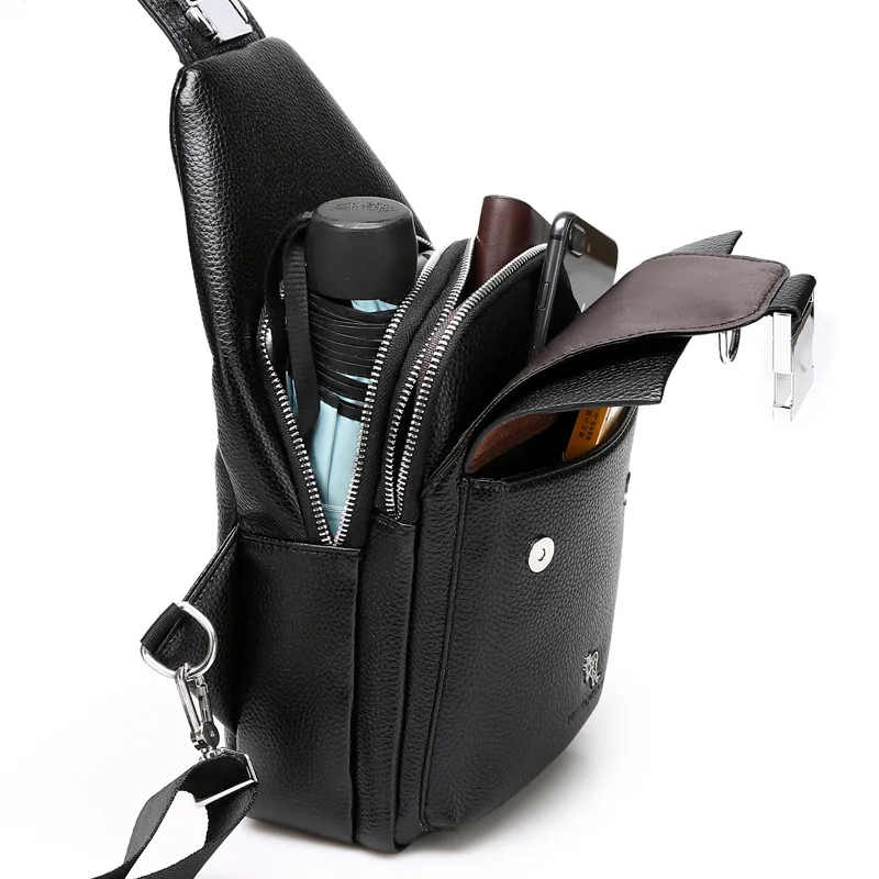 Летние мужские нагрудные сумки, кожаные сумки через плечо на ремне для мужчин, повседневная дорожная сумка-мессенджер, противоугонная нагрудная сумка270F