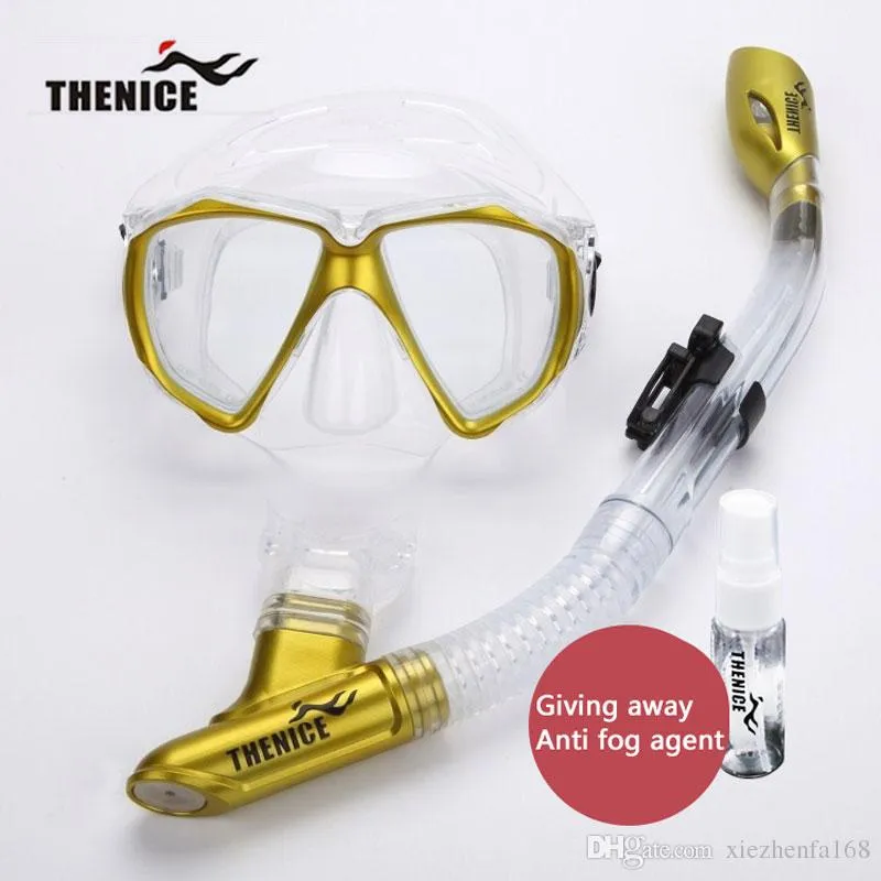 THENICE nouveau masque de plongée sec lunettes de plongée Tube respiratoire avec Agent Anti-buée à semi-conducteurs équipement de natation en Silicone 268S