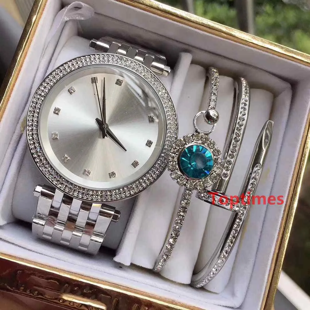 Bijoux de luxe Femmes Or Rose Diamant Dames Designer Bracelet Glacé Chaînes Bracelet Original Boîte Montre Reloj Montres Braceletwatc272Z