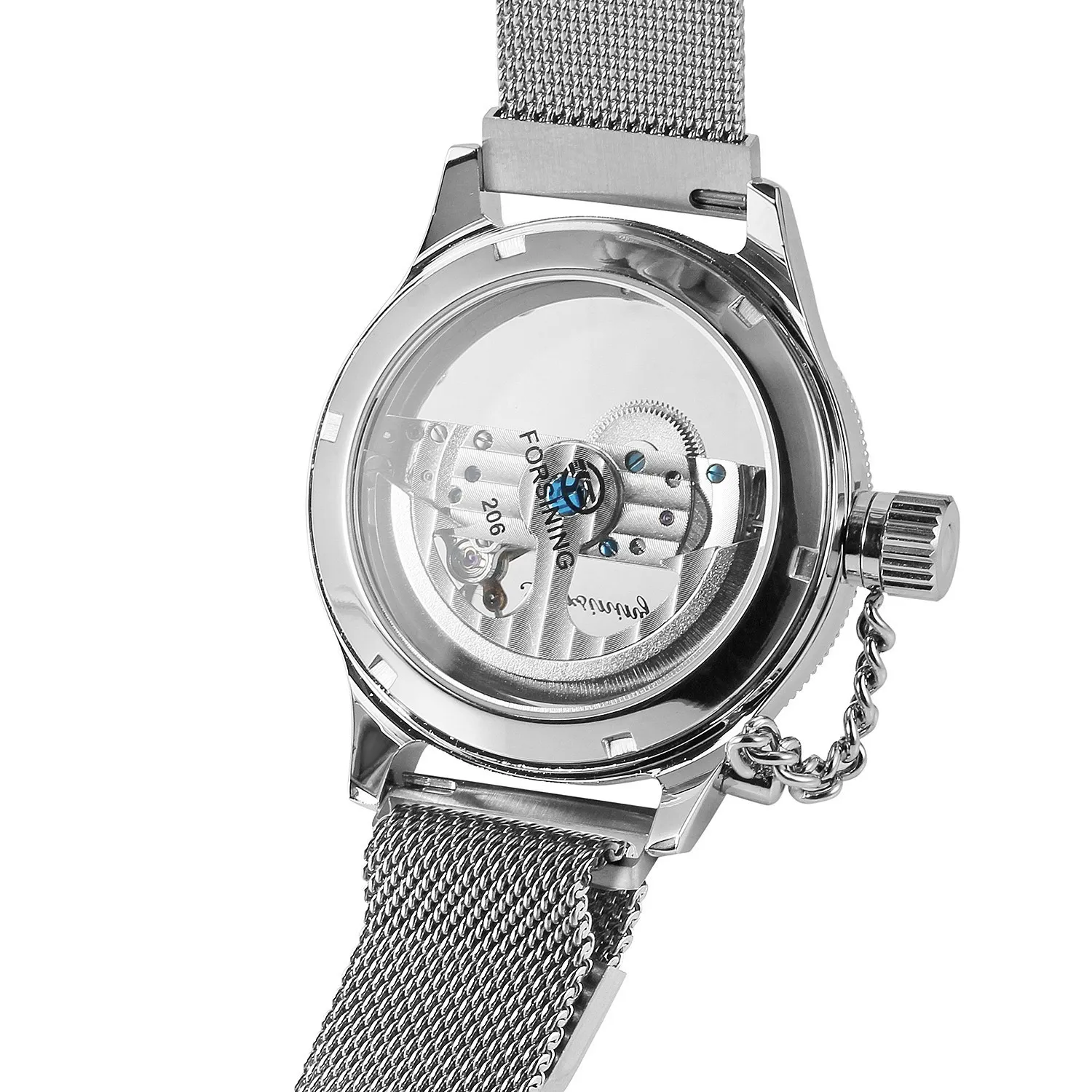Wengle Nowy wysokiej jakości pojedynczy mostek w pełni automatyczny pasek z siatkiem przezroczystą sukienkę prezentową swobodne zegarki mechaniczne257r