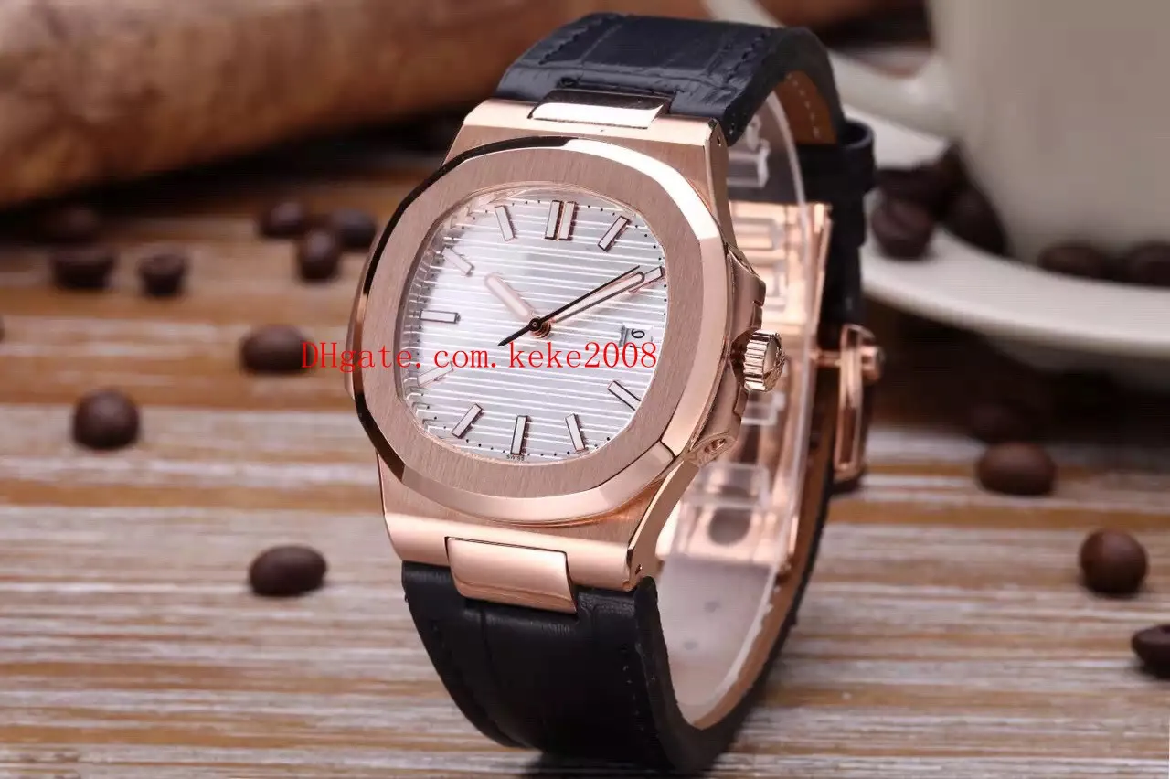 Luxury High Quality Watch 40 5mm Nautilus 5711 1R-001 Leather 18k Rose Gold Asia Mechanical Transparent Automatic Mens Wat268H