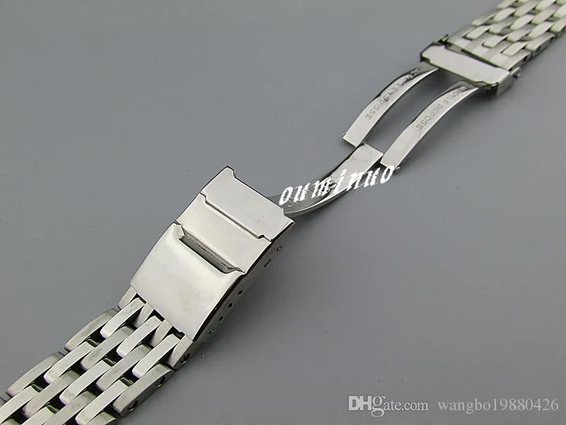 22mm New High quality SS Polishing brushed Curved End Watch Bands Bracelets For CREITLING Watch173S