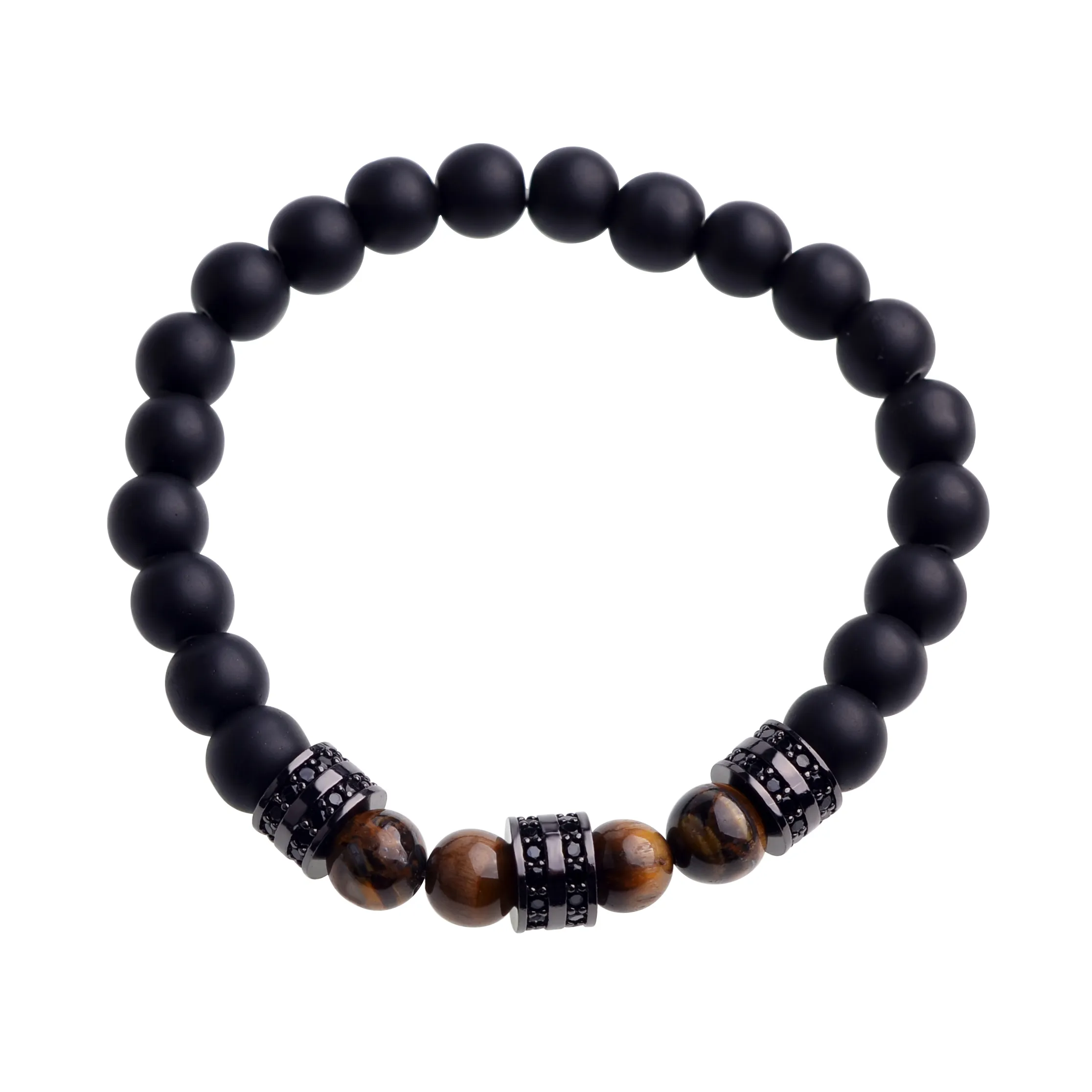 Bracelet en Agate noire mate pour hommes, mode haut de gamme, perles breloque matures de haute qualité