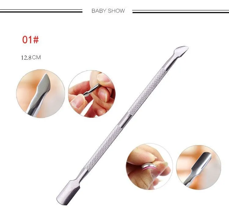 4 pçs / lote removedor de cutícula de aço inoxidável de dupla face Finger Dead Skin Push Nail cutícula empurrador Manicure Nail Care ferramenta