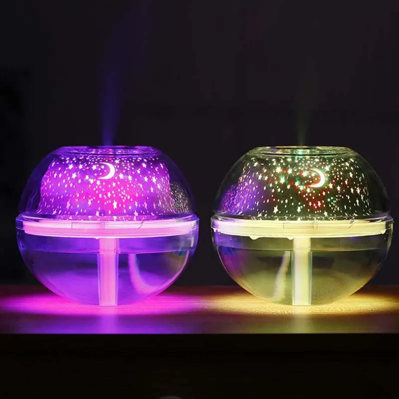 Neue Kristallprojektion Lampe LED Nachtlicht Buntes Farbprojektor Haushalt Mini -Luftbefeuchter Aromatherapie Hine