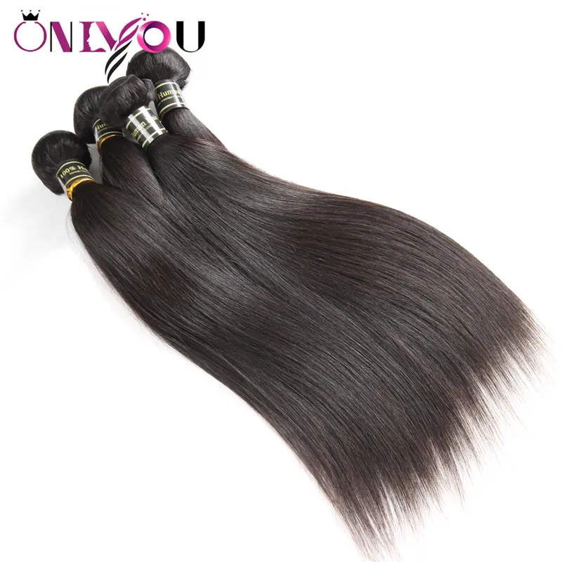 Onlyouhair Peruvian Remy Hair Bundles Straight Human Hair Weaves Cheap 8a Brazilian Virgin Hair Extensions Straight 4 Bundles Factory Deal