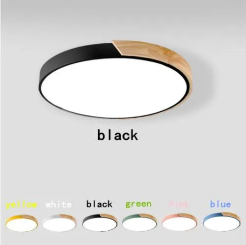 Plafoniera a LED moderna multicolore Super sottile 5 cm Lampade da soffitto in legno massello soggiorno Camera da letto Cucina Dispositivo di illuminazione2832