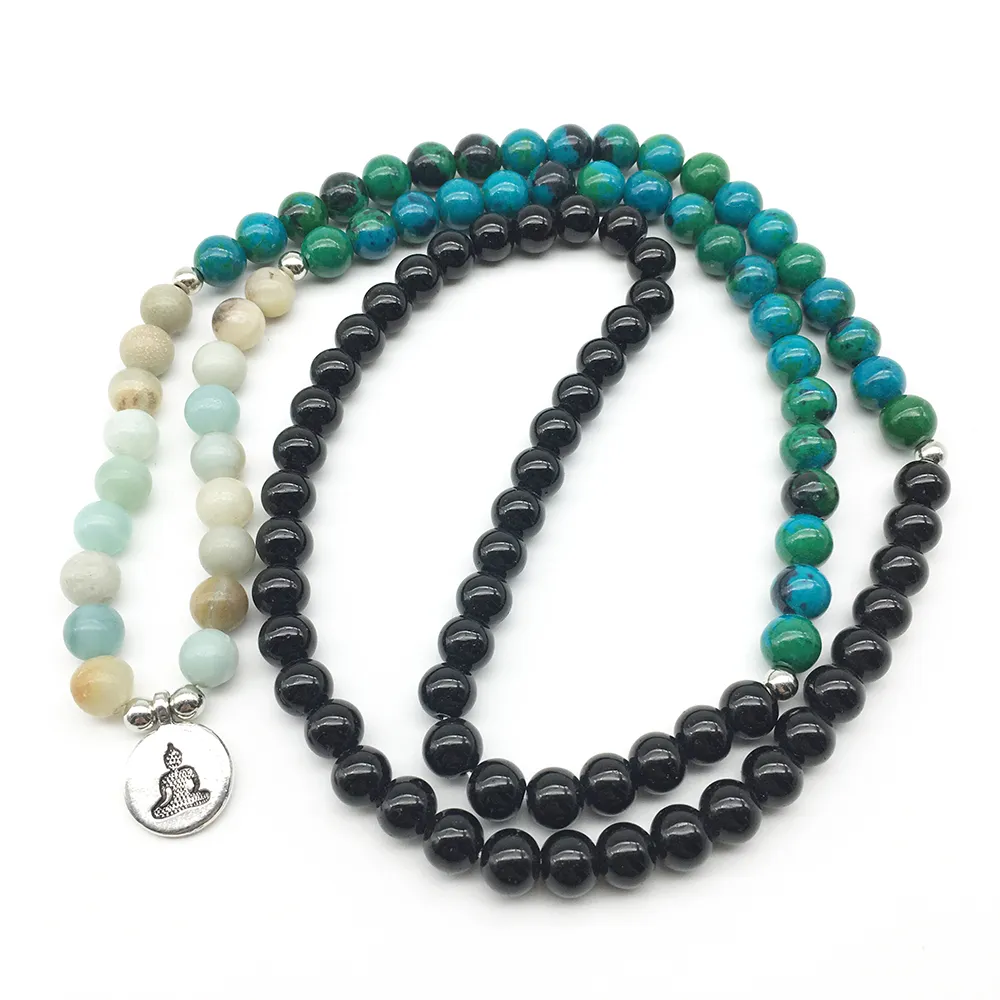 Bracelet de Yoga pour femmes, SN1236, à la mode, Onyx noir, Amazonite, pierre de phénix naturelle, équilibre énergétique, bijoux 208n, 2018