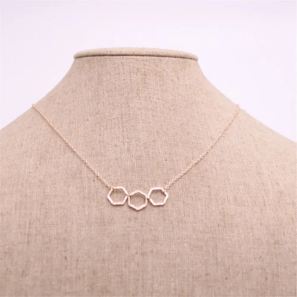 De senaste elementen hela lgeometriska former hänge halsband regelbunden hexagon pläterad halsband gåvan till kvinnor2967