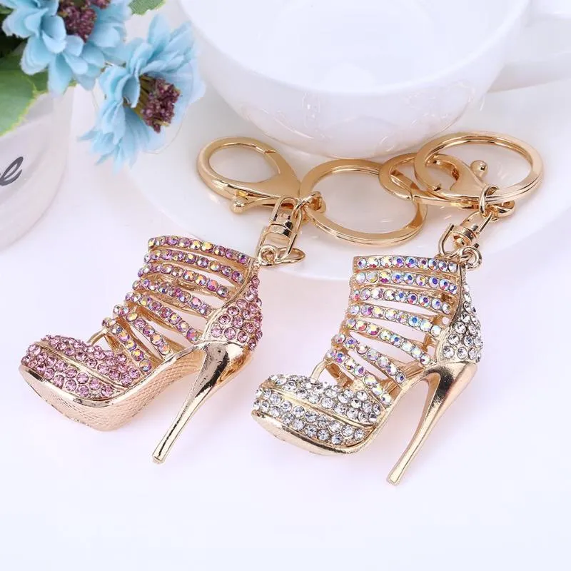 Crystal High Heels Shoes Key Chains Rings Shoe Pendant Car Bag Keyrings For Women Girl Keychains Gift316w