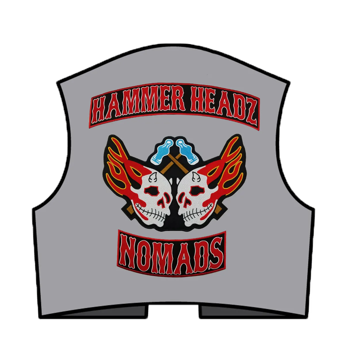 CUSTOM HAMMER HEADZ 1% HFFH EMBROIDERY IRON ON JACKET FULL BACK SIZE PATCH 