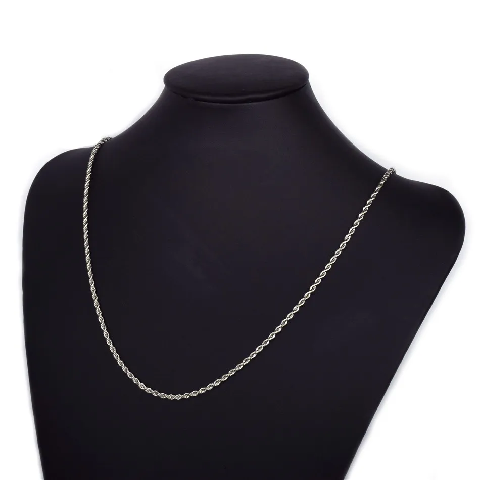 Hip Hip Hop Rappers Chain 3mm 18 20 24 30 Gold Silver Color Rostfritt stål Rope Link Necklac275D