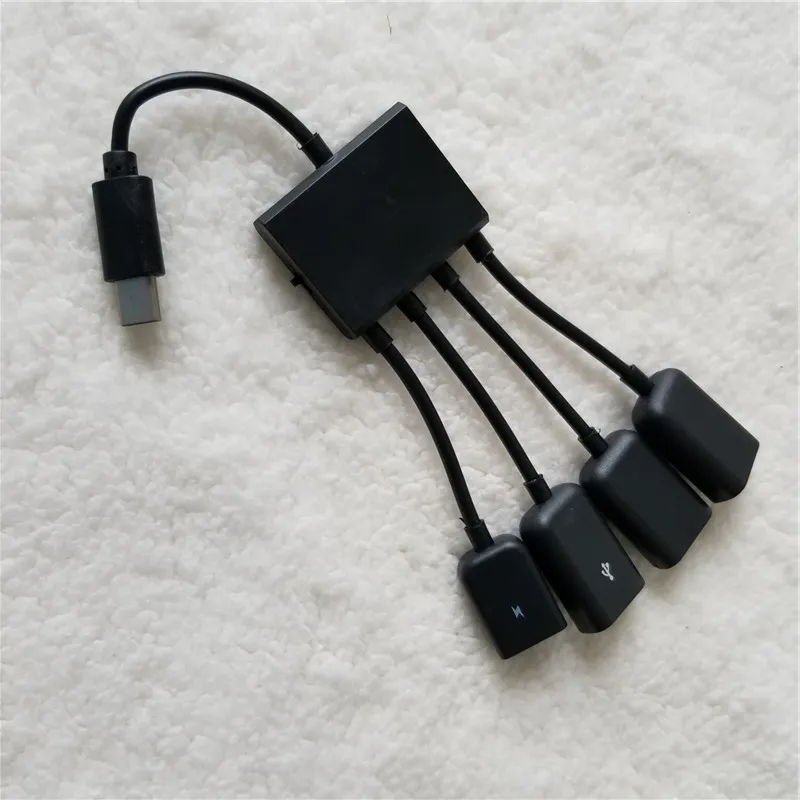 USB 3.1 Type C Male To 3 Port USB A Female Hub Splitter With Micro B