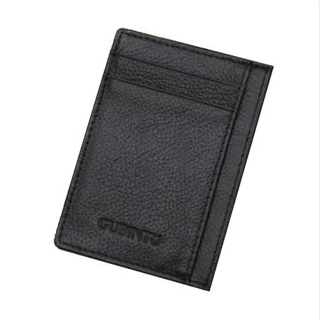 GUBINTU en cuir véritable hommes mince poche avant porte-cartes crédit Super mince mode porte-carte trave portefeuille tarjetero hombre292q