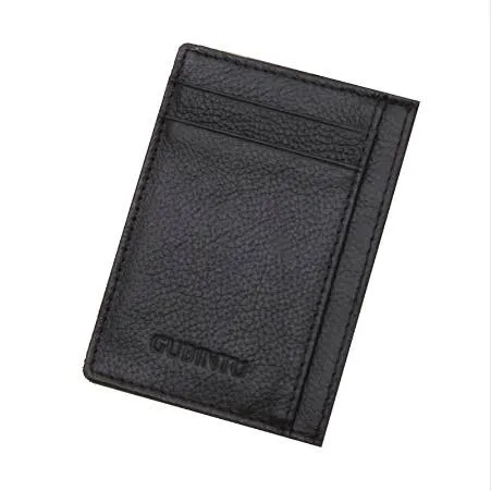 Gubintu本物のレザーメンスリムフロントポケットカードケースクレジットスーパーシンファッションカードホルダーTrave Wallet Tarjetero Hombre279e