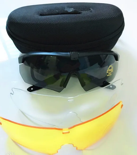 نظارات عالية الجودة Crossbow Outdoor Sports Army Bullet Prack-Prable Goggles Sunglasses 3 Lens Original Retail Box Eyewear 195W