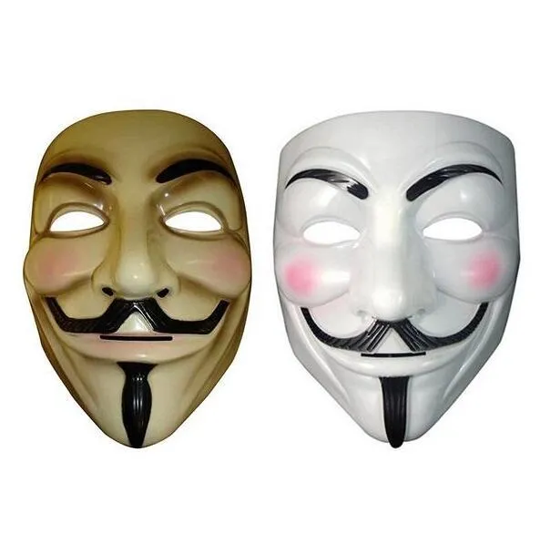 Vendetta mask anonymous mask of Guy Fawkes Halloween fancy dress costume white yellow 9534369