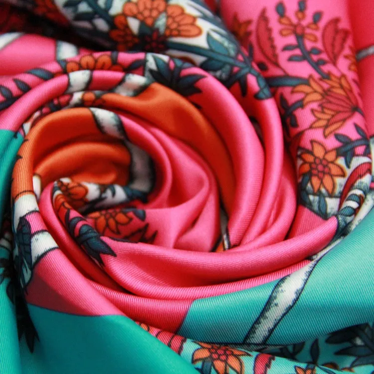 130x130cm 100% Twill Silk Scarf For Women Double Horse Neckerchief Life Tree Pattern Shawls Fashion Spain Square Scarves Female Pa3219